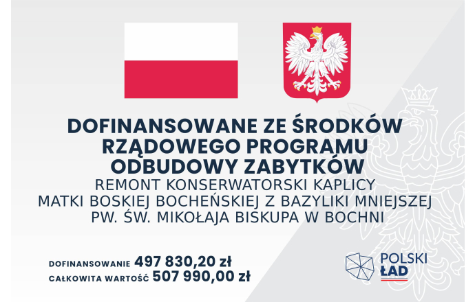 Remont konserwatorski kaplicy Matki Boskiej Bocheńskiej z Bazyliki Mniejszej pw. św. Mikołaja Biskupa w Bochni
