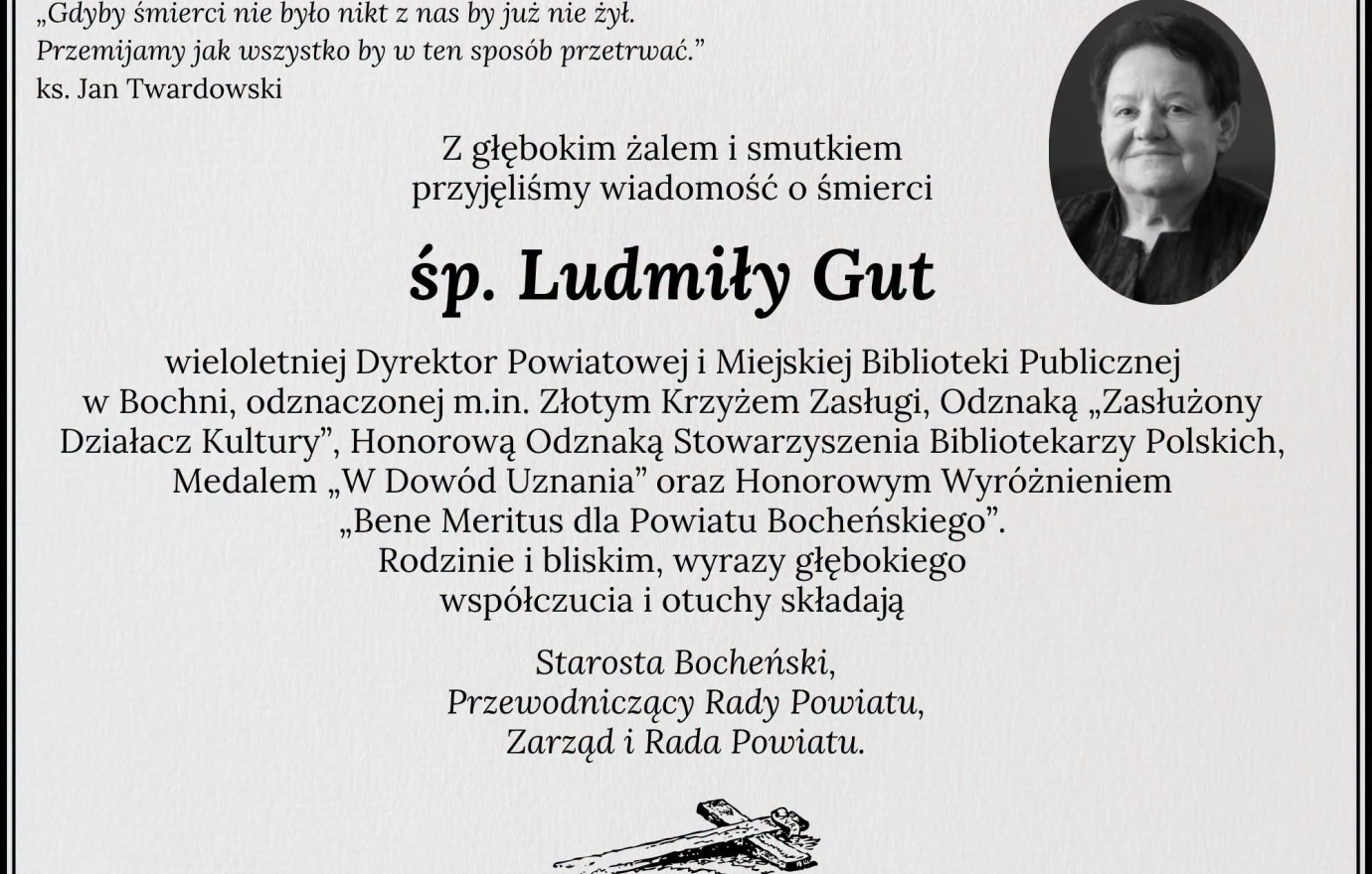 Kondolencje od Władz Powiatu Bocheńskiego