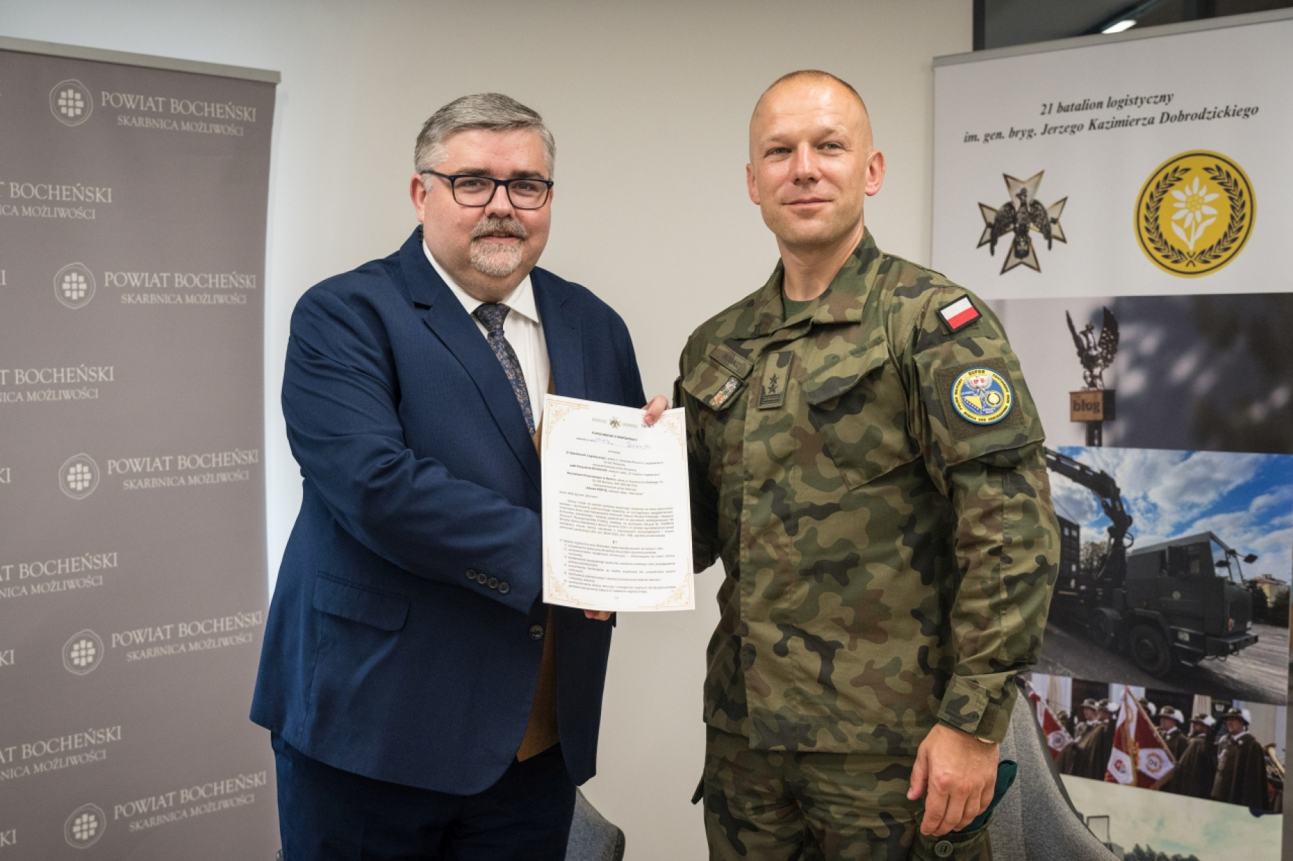 Powiat Bocheński i 21. Batalion Logistyczny podpisali porozumienie o współpracy