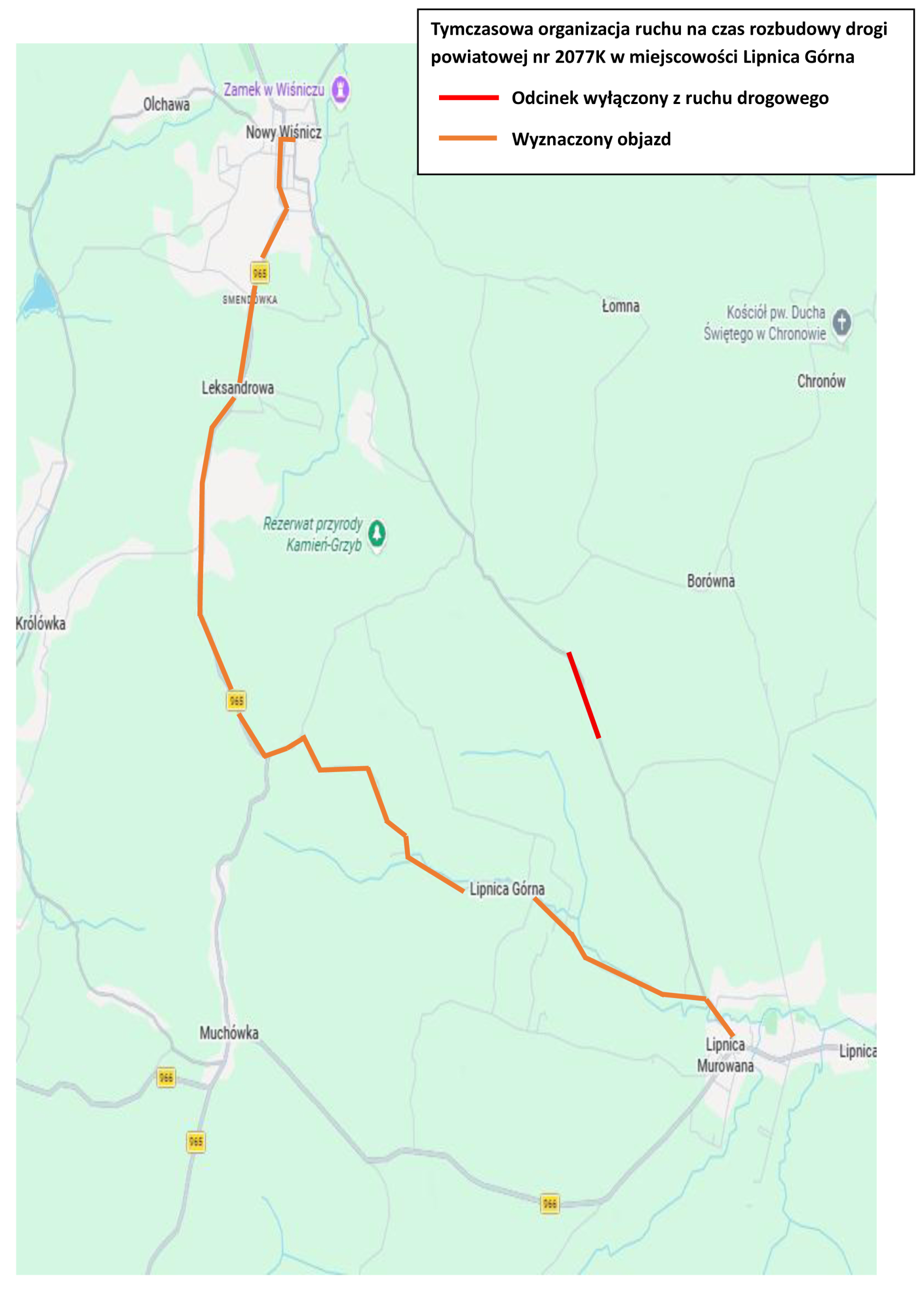 Zamknięcie drogi powiatowej relacji Nowy Wiśnicz – Lipnica Murowana