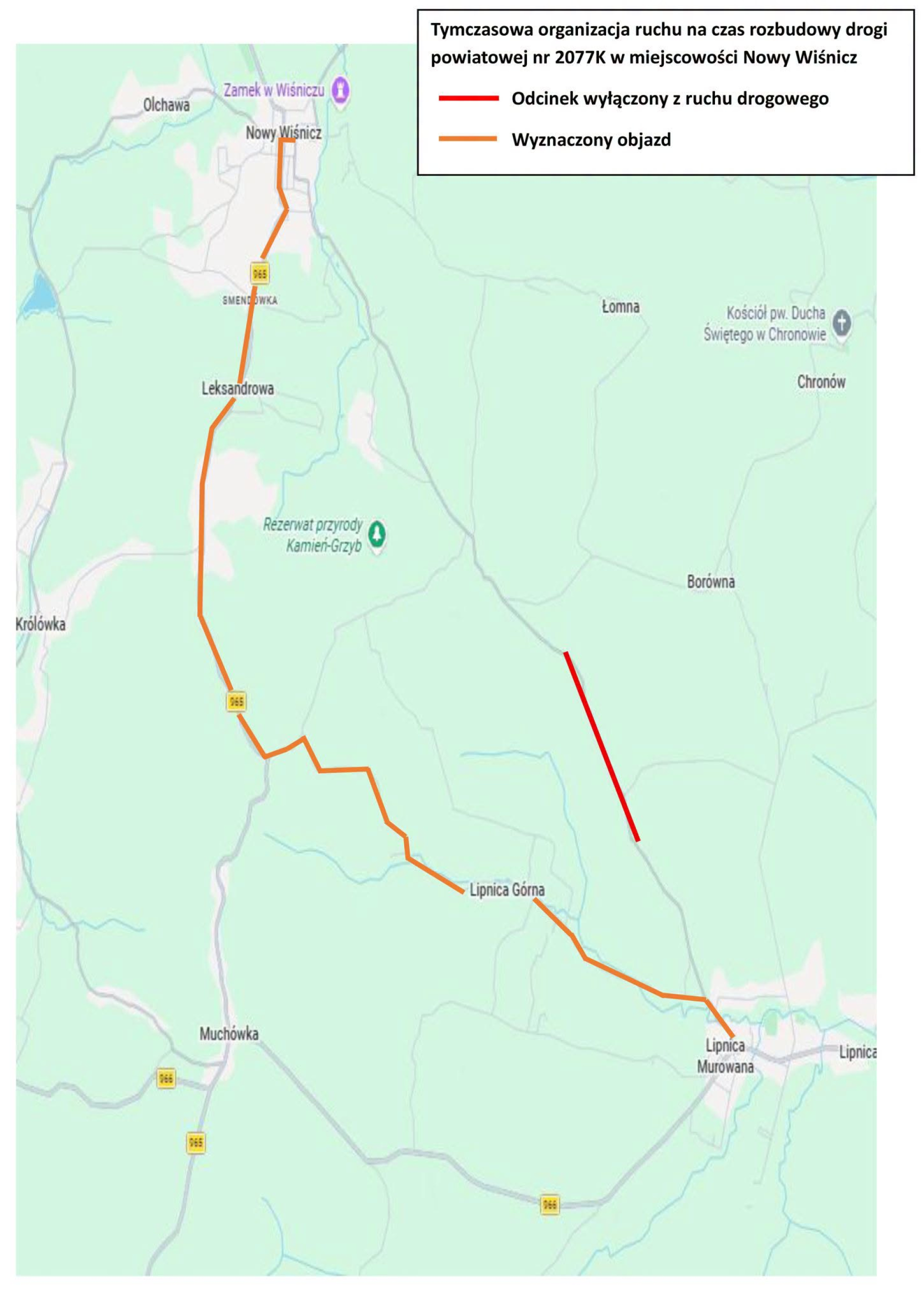 Zamknięcie drogi powiatowej relacji Nowy Wiśnicz – Lipnica Murowana