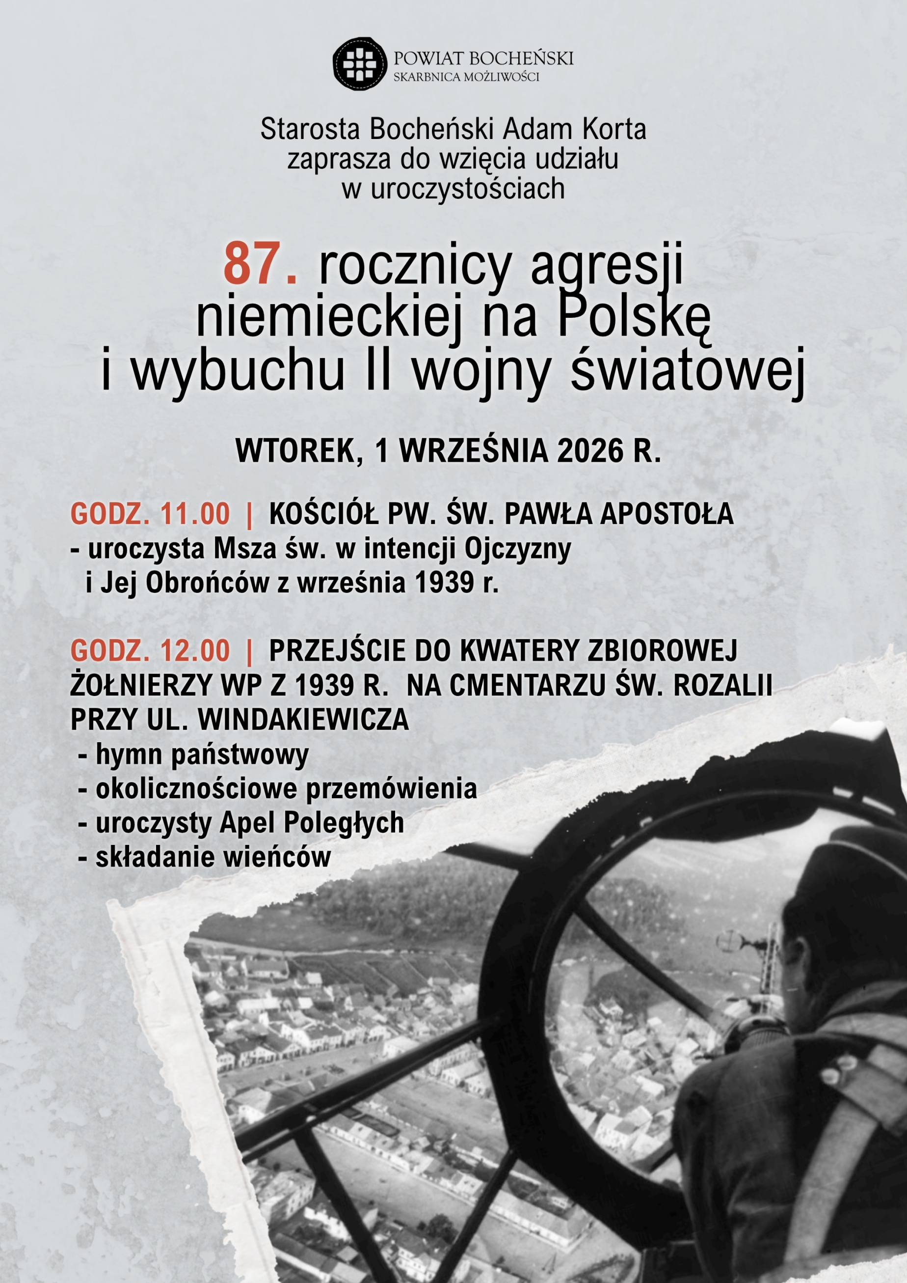 87. rocznicy agresji niemieckiej na Polskę i wybuchu II wojny światowej.