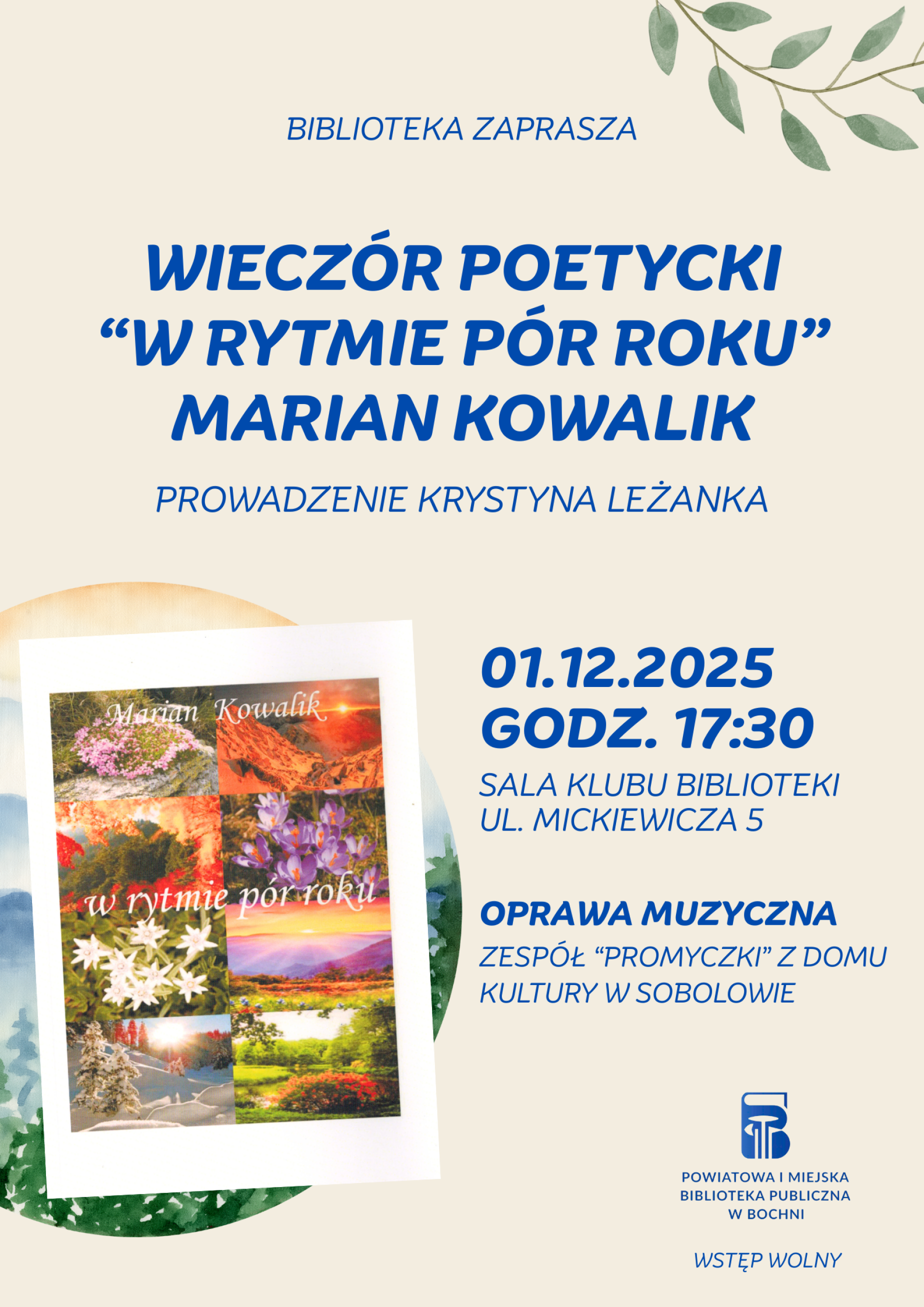 Wieczór z poezją Mariana Kowalika w bocheńskiej Bibliotece