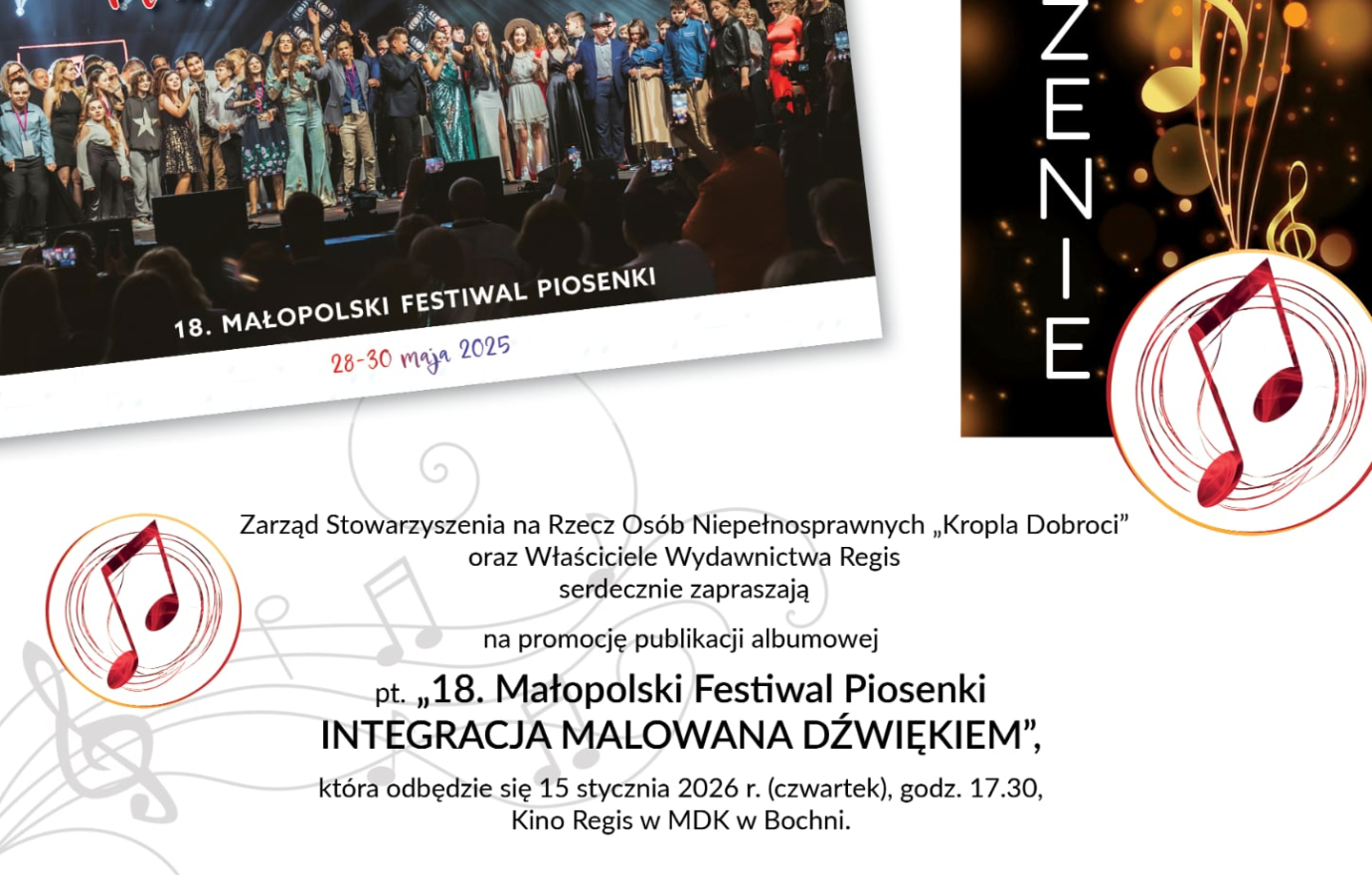 W czwartek promocja albumu podsumowującego 18. Małopolski Festiwal Piosenki „Integracja malowana dźwiękiem” w Bochni