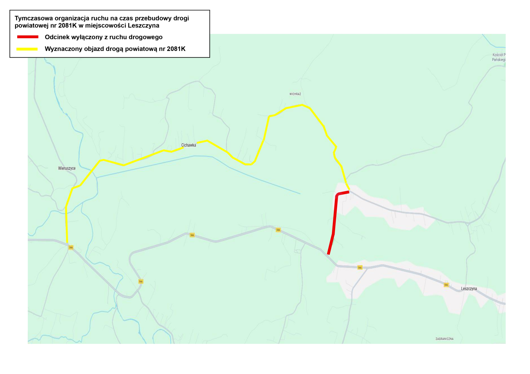 Zamknięcie drogi powiatowej w Leszczynie