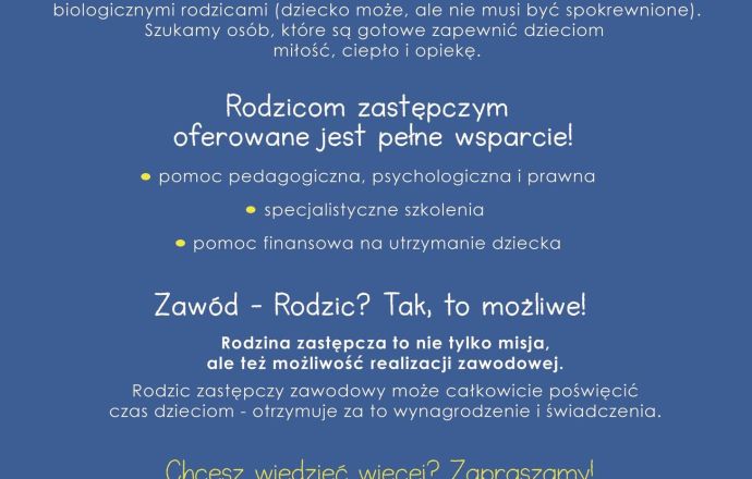 Powiatowe Centrum Pomocy Rodzinie poszukuje kandydatów do pełnienia funkcji rodziny zastępczej