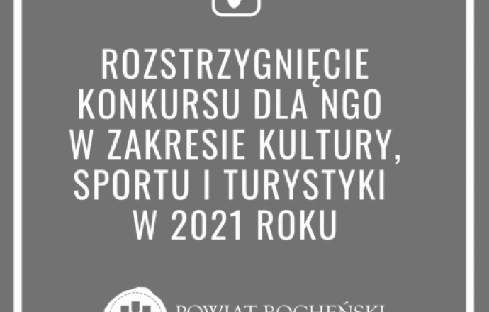 Rozstrzygnięcie konkursu dla NGO w zakresie kultury, sportu i turystyki