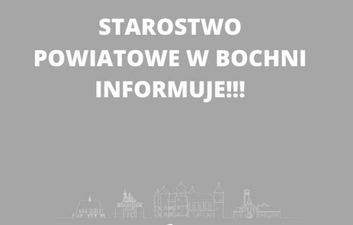 Godziny pracy Starostwa Powiatowego w Bochni w okresie świąteczno - noworocznym