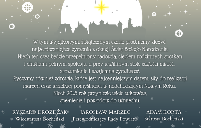 Życzenia od władz powiatu z okazji Bożego Narodzenia