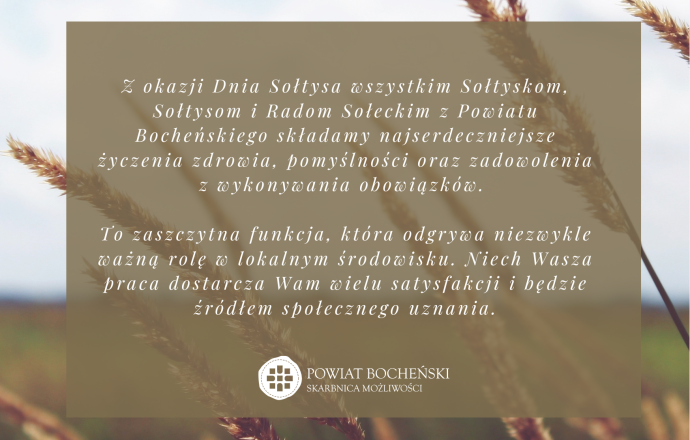 Życzenia dla Sołtysek, Sołtysów i Rad Sołeckich