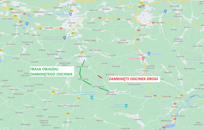 Uwaga! Zamknięta droga powiatowa w Lipnicy Górnej