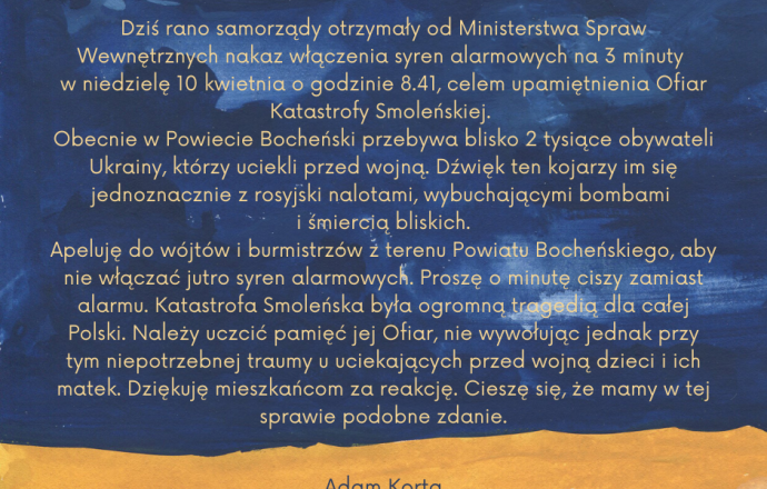 Minuta ciszy zamiast alarmu