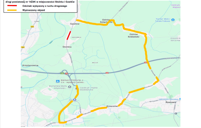 Objazd zamkniętej drogi