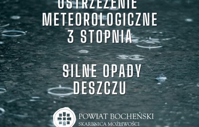 Ostrzeżenie meteorologiczne 3. stopnia dla Powiatu Bocheńskiego