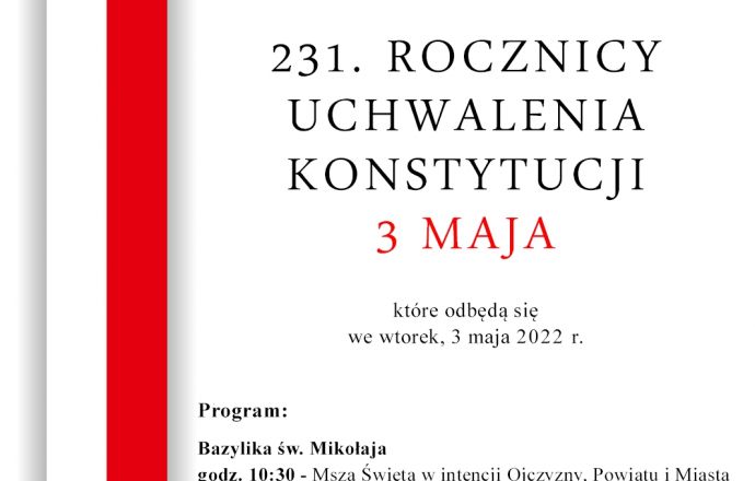 231. rocznica Uchwalenia Konstytucji 3 Maja