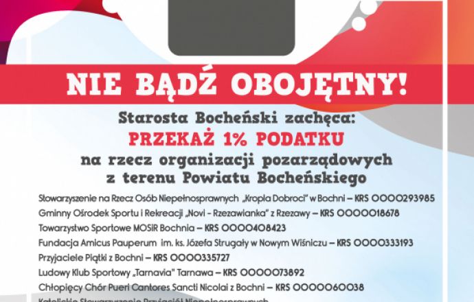 Rozlicz się z fiskusem, wesprzyj organizację z powiatu bocheńskiego
