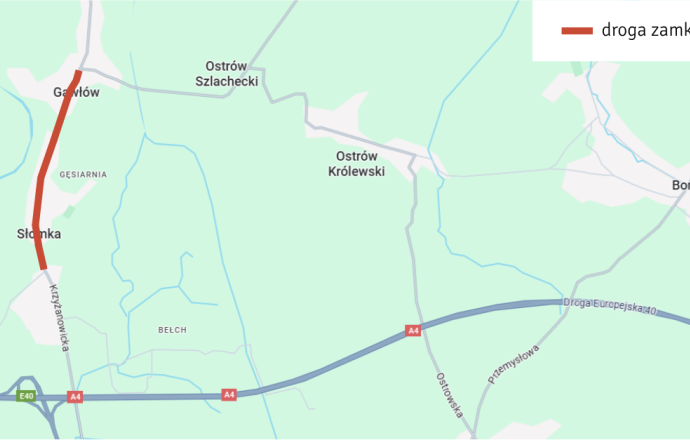 Zamknięta droga w Słomce i Gawłowie