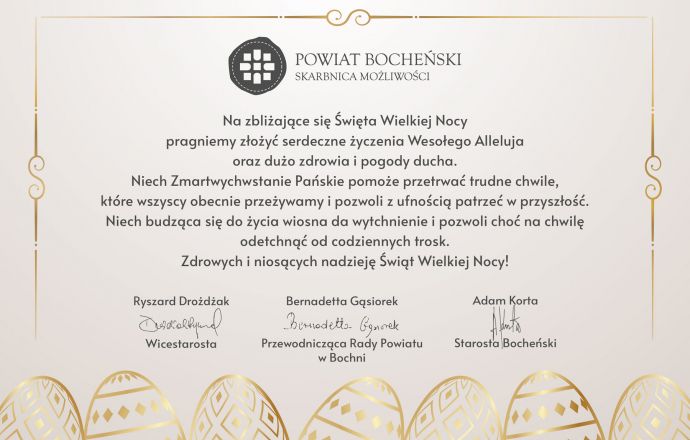 Życzenia od władz Powiatu Bocheńskiego
